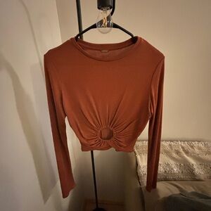 Cult Gaia orange long sleeve crop